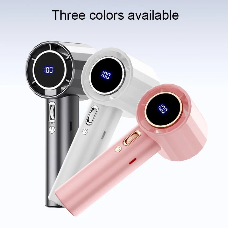 Portable Handheld Fan 100-Speed Turbo Home Electric Fan Bladeless Mini Outdoor USB Digital Display Small Camping Fans Air Cooler