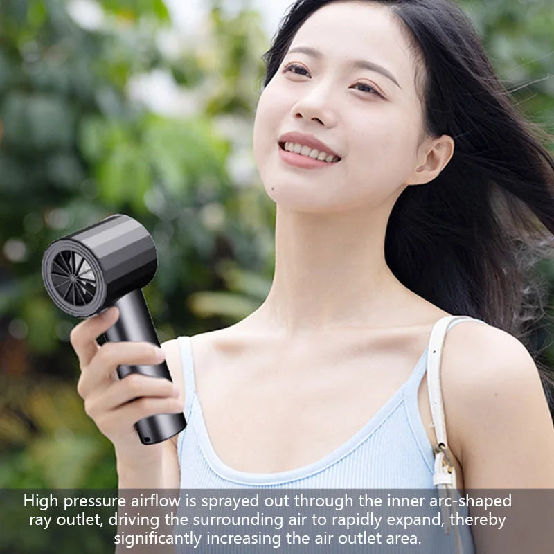 Portable Handheld Fan 100-Speed Turbo Home Electric Fan Bladeless Mini Outdoor USB Digital Display Small Camping Fans Air Cooler