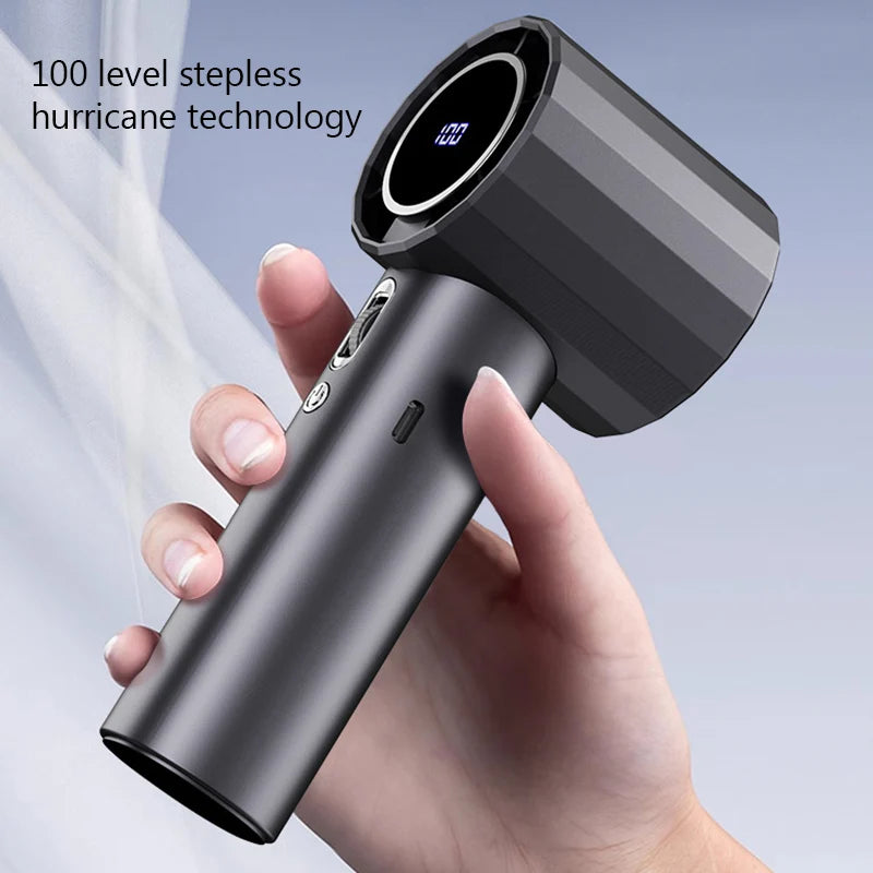 Portable Handheld Fan 100-Speed Turbo Home Electric Fan Bladeless Mini Outdoor USB Digital Display Small Camping Fans Air Cooler