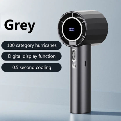Portable Handheld Fan 100-Speed Turbo Home Electric Fan Bladeless Mini Outdoor USB Digital Display Small Camping Fans Air Cooler