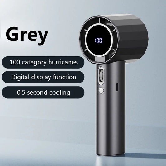 Portable Handheld Fan 100-Speed Turbo Home Electric Fan Bladeless Mini Outdoor USB Digital Display Small Camping Fans Air Cooler