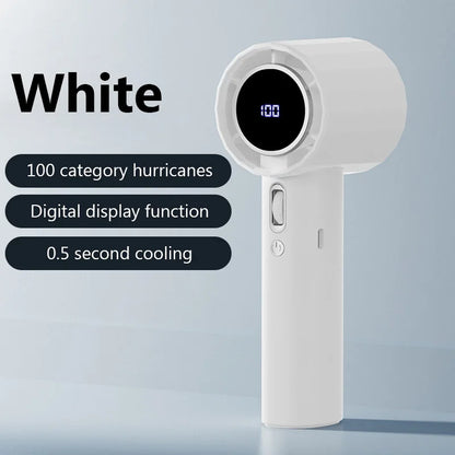 Portable Handheld Fan 100-Speed Turbo Home Electric Fan Bladeless Mini Outdoor USB Digital Display Small Camping Fans Air Cooler